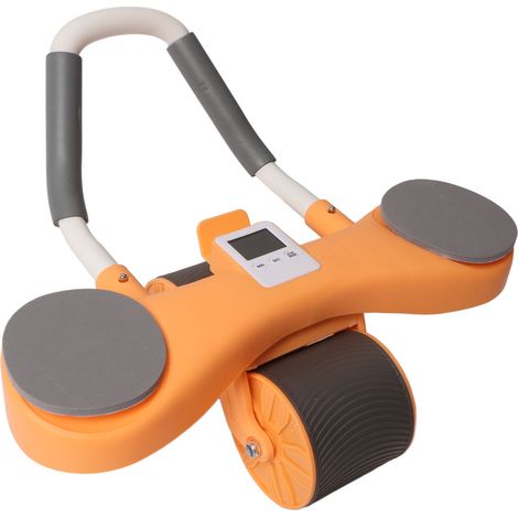 Rouleau de musculation abdominale, à rebond automatique, doubles roues antidérapantes, détachable, avec genouillères, convient à une utilisation à domicile et en salle de sport, orange. (1/5)