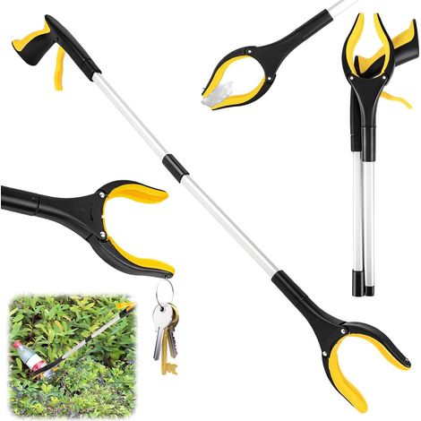 1 - Pince Télescopique - Ramasse-objet - Aluminium Et Abs - Mâchoire Rotative 360° Et Aimantée - Pour Seniors Et Personnes Handicapées - Jaune - 82cm (1/5)