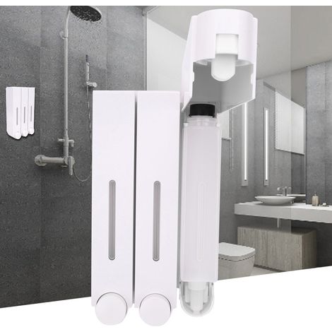 Distributeur de savon mural à trois têtes, porte-savon 6028, blanc, trois compartiments (1/5)