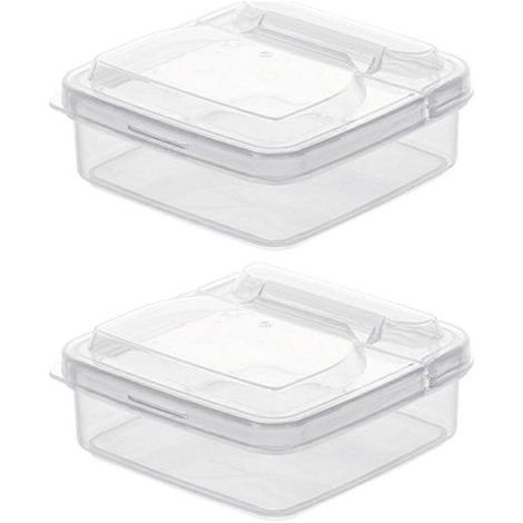 Lot de 2 boîtes de conservation pour fromage, boîte de conservation pour tranches de fromage et boîte de conservation pour tranches de beurre et de fromage.-10X4CM-Transparent (1/3)