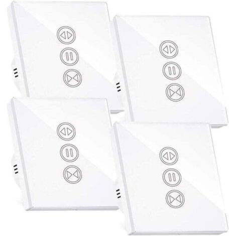 Interrupteur Volet Roulant Connecté, Interrupteur Volet Roulant Wifi,Compatible Avec Alexa/Google Home, Interupteur Connecté Tactile Rétro Éclairage Peut Éteindre Led Timer App Contrôle,4PCS (1/4)