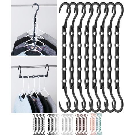 Perchas ahorradoras de espacio, negras, juego de 8, organizador de ropa, perchas para camisas, solución mágica para ahorrar espacio en el armario, regreso a clases
