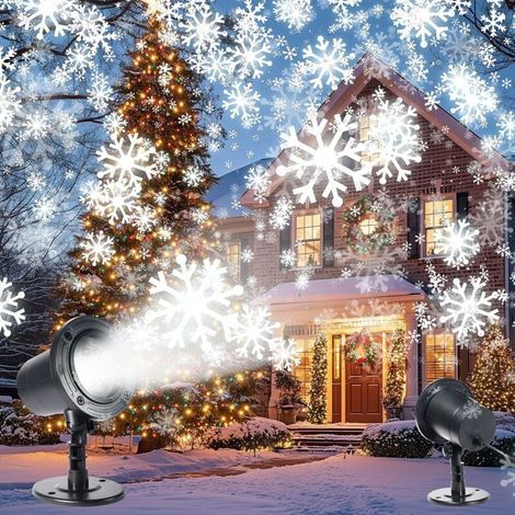 Projecteur de Flocons de Neige, Projecteur Noël Extérieur IP44 Etanche LED pour Décoration Intérieur et Extérieur, Lampe à Projection pour Jardin, Fêtes de Noël, Marché de Noël (1/4)