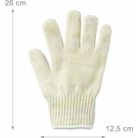 Gant anti-chaleur, four, cheminée, résistant à la chaleur jusqu'à 300°C, taille universelle, beige（1 paires） (1/4)
