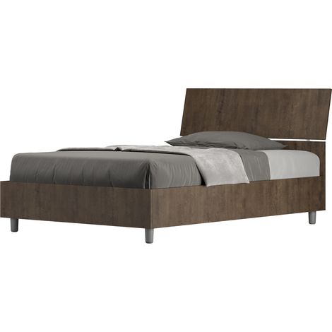 Letto 1 Piazza e Mezzo 120x190 cm Senza Rete Demas Testata Inclinata Noce (1/5)