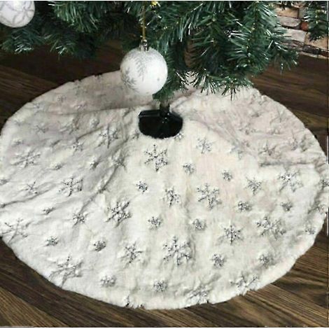 Décorations de Noël à paillettes et flocons de neige, jupe de sapin, tapis de sapin, tapis long en peluche, jupe de sapin, décorations de sol pour les fêtes de Noël (1/3)