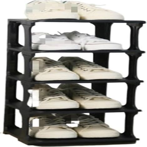 1 Zapatero apilable de plástico de 5 niveles para guardar objetos en la entrada o el dormitorio. (1/5)