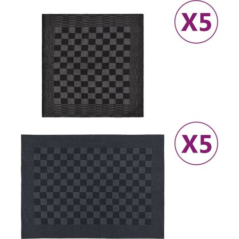 Ensemble de 10 serviettes, noir et gris, en coton (1/5)