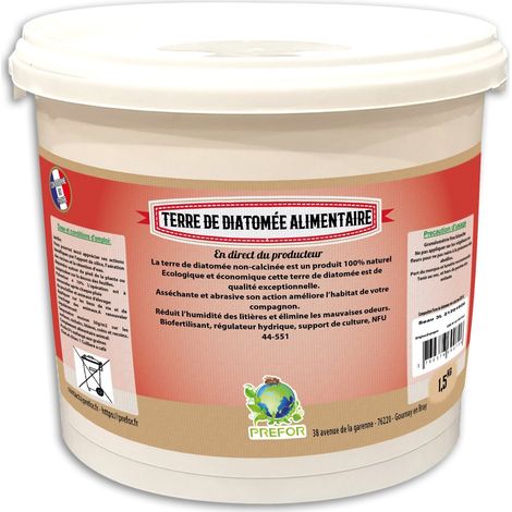Prefor – Terre de diatomée alimentaire 3L – Grade alimentaire 20 microns – Utilisation pour animaux de la ferme – Riche en oligo-éléments