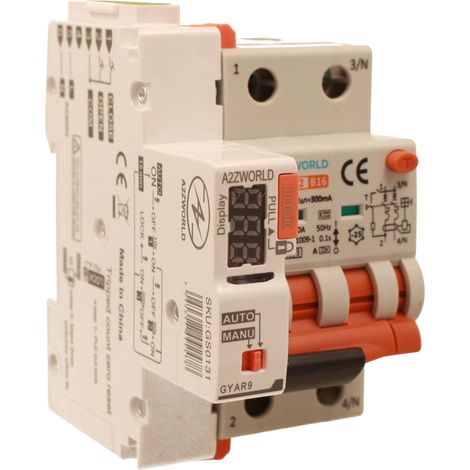 RCBO Interruttore Magnetotermico Differenziale Con Riarmo Automatico, Tipo A - SI Curva B 2P Veri 3M 6000A 300mA, AC 230V IP20 PL8M2, 3 Tentativi (10s/60s/300s), Corrente Disponibili 6A 10A 16A 20A 25