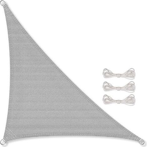 CelinaSun Voile d'ombrage Pare-Soleil Jardin Balcon Polyéthylène HDPE Respirant Triangle 2,5 x 2,5 x 3,5 m Gris Clair (1/5)