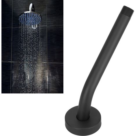Brazo de ducha redondo de acero inoxidable, empotrado, conexión NPT, tubo extensor para cabezal de ducha de inodoro, baño, 6 pulgadas estándar estadounidense (negro) (1/5)