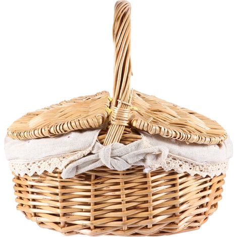 Panier en osier tressé pour fruits, pain et légumes, panier de pique-nique (1 unité) pour le rangement à domicile.-AquaForge (1/4)