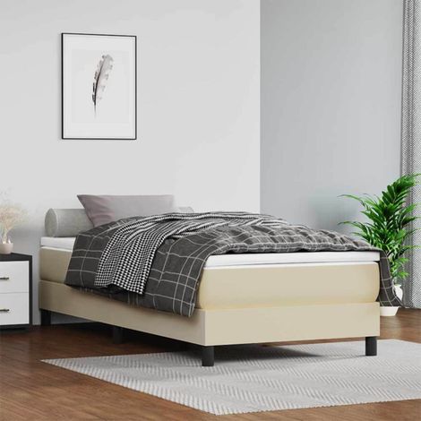 vidaXL Matelas de lit à ressorts ensachés fermeté moyenne Crème 80x200x20cm Similicuir (1/5)