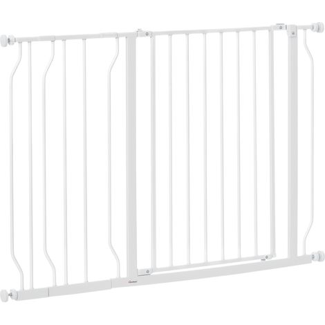 Wide Dog Safety Gate, with Door Pressure, for Doorways, Hallways, Staircases - White