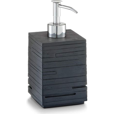 Zeller 18316 Erogatore di Sapone "Schiefer", Polyresin, Nero, 8x8x16 cm (1/4)