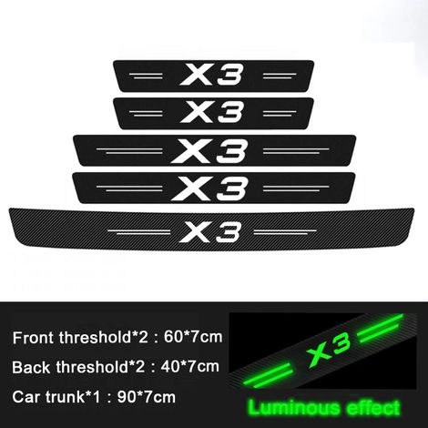 (5 pièces) Film adhésif lumineux anti-rayures pour seuil de porte arrière de coffre BMW X3,X2,X4,X5,X1,X6 et X7 (1/3)