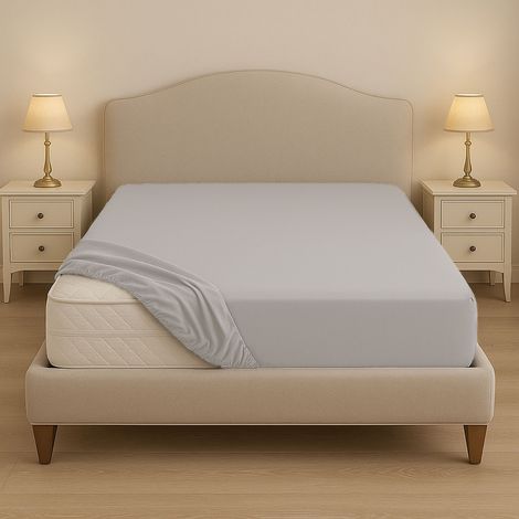Lenzuolo sotto su misura in cotone 100% – Con angoli elastici per letti fuori misura – Made in Italy Grigio