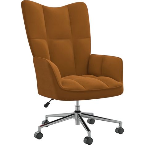Chaise de relaxation Fauteuil de relaxation Chaise de Salon Relax Intérieur Marron Velours BSRHS332271 (1/5)