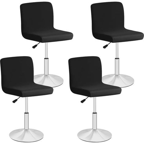 Un ensemble de 4 housses de chaise amovibles et lavables avec élastiques, comprenant des housses de dossier, convenant aux bars, maisons, cafés, etc., de couleur noire. (1/5)
