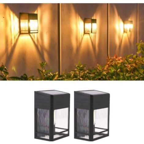 Lampes solaires de clôture de jardin, appliques murales solaires d'extérieur étanches, lumières de terrasse pour clôture, terrasse, porte, terrasse, escaliers, blanc chaud 3000 K [énergie de classe A] (1/5)