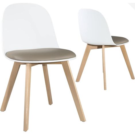 Ensemble de 2 chaises de cuisine scandinaves avec pieds en bois et coussin UFI (noir et marron) (1/5)