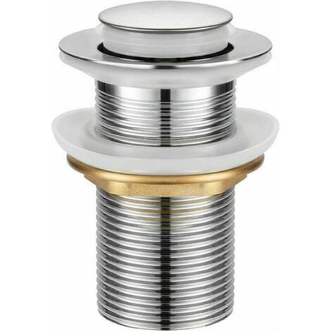 Bonde de Lavabo, Universel Bonde Pop-up sans Trop-plein Bonde de Vidage Automatique avec Bouchon de Vidange sans Tirette à Clapet Push Open en Inox Chromée pour Lavabo Salle de Bain (1/5)