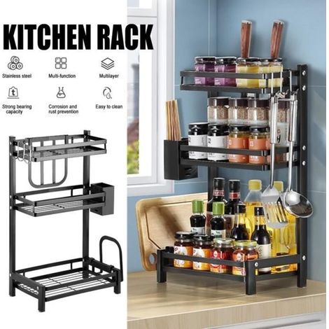 3-Tier Spice Rack/Kitchen Storage Shelf 37.7 x 23.4 x 61cm (1/4)