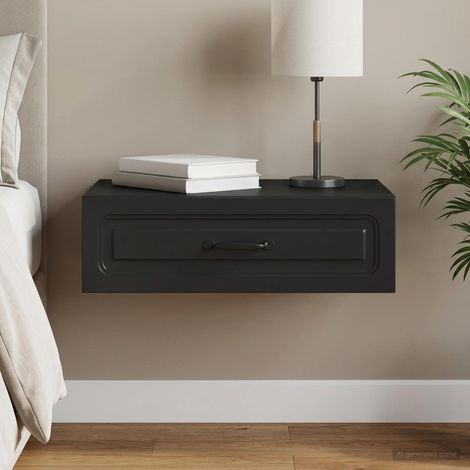 vidaXL Tavolino da Parete Laterale Nero 59 x 34,5 x 17 cm (1/5)