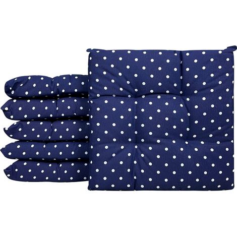 Set 4/6 Cuscini Geometrico Sedia con Lacci Prodotto Italiano 40 x 40 Pois Blu - 6 Pezzi