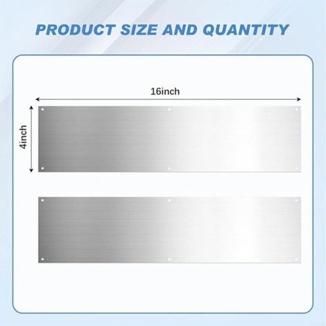 Lot de 2 plaques de seuil de porte en acier inoxydable, panneau de protection de bas de porte en métal, plinthe résistante aux rayures avec vis pour portes intérieures et extérieures (1/5)