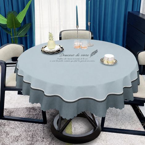 Nappe de table ronde 140 cm gris minimaliste tissu résistant à l'huile amélioré adaptée pour table ronde de diamètre 75-100 cm, 30 × 30 × 30 cm, 1 kg – Livraison gratuite