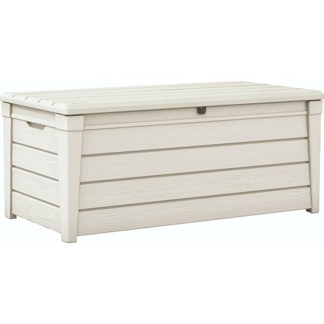 Dmora - Cassapanca outdoor Wawa, Baule da giardino, Contenitore da esterno, Panchina contenitore da esterno, 145x70 h60 cm, Bianco