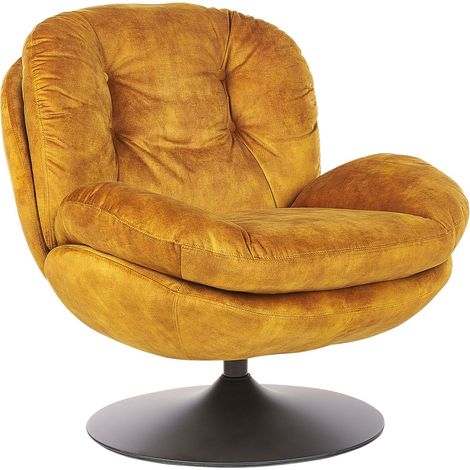 Swivel Armchair NOLVIK Velvet Mustard