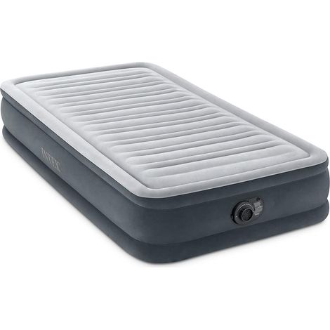 Intex 67766ND - Materasso Dura-Beam Comfort Plush Singolo Con Pompa Elettrica Incorporata, 99x191x33cm, Gris. (1/5)