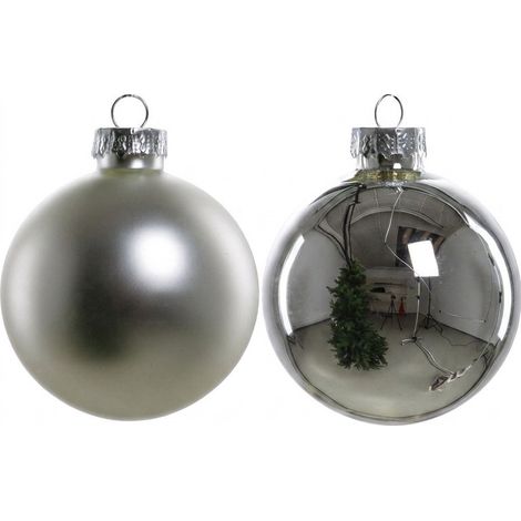 TrendLine Christbaumkugeln 20 Kugeln Ø 6 cm Glas Silber Weihnachtskugeln (1/3)