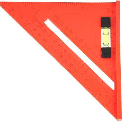 Équerre triangle 45° 18cm rouge plastique outil de mesure menuiserie, gabarit carré pour charpentier (1/5)