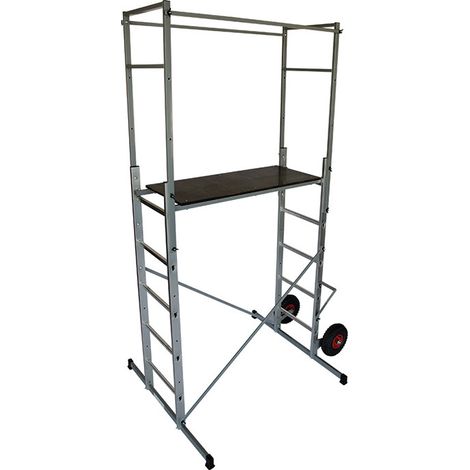 Échafaudage roulant tout-terrain 1,5m/3,5m en aluminium – Charge maximale 150 kg – Plateau antidérapant 100x45 cm – Montage rapide – Selekta (1/5)