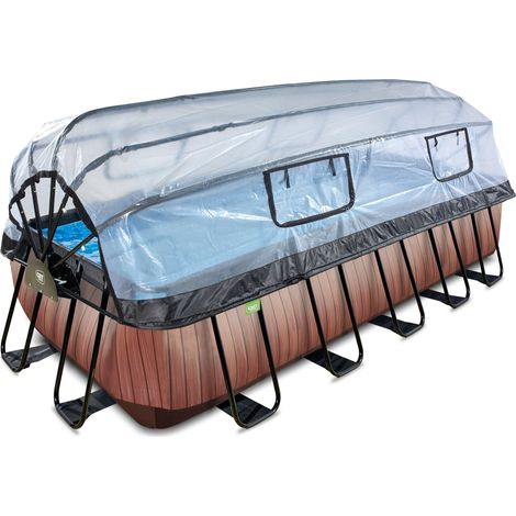EXIT Wood Pool 540x250x122cm mit Sandfilterpumpe und Abdeckung - braun (1/5)