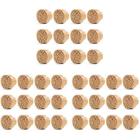 Lot de 36 boutons de commode bohèmes de 35 mm, en rotin et bois, ronds, avec vis, style naturel. (1/5)