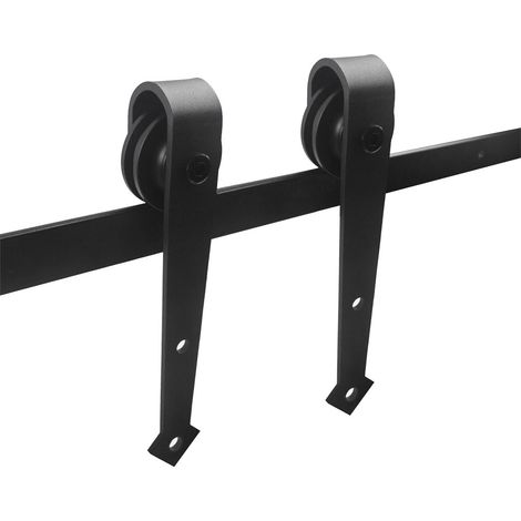 Randaco Schiebetürbeschlag Zimmertür Türbeschlag  Big Wheel Scheunentor Belastung 150kg Laufschienen Schiebetürsystem Set 183 cm Pfeils