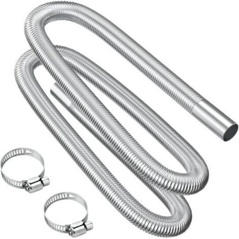 Tuyau d'échappement, 200cm Portable Flexible Tuyau d'échappement en Acier Inoxydable avec 2 Colliers en Acier IOnoxydable, Tuyau d'Echappement de Voiture(25mm) pour Chauffage Diesel Voiture (1/5)