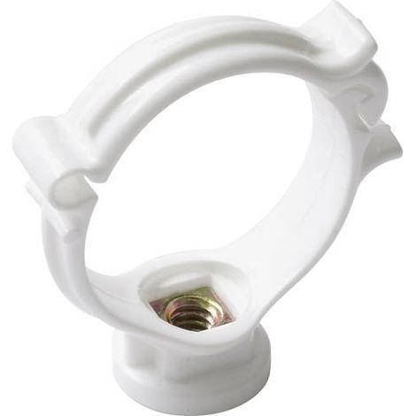 Nicoll – Collier de serrage monobloc Ø40 – Embase 12mm – Clipsage manuel – Amortissement des bruits – Raccord sanitaire PVC blanc