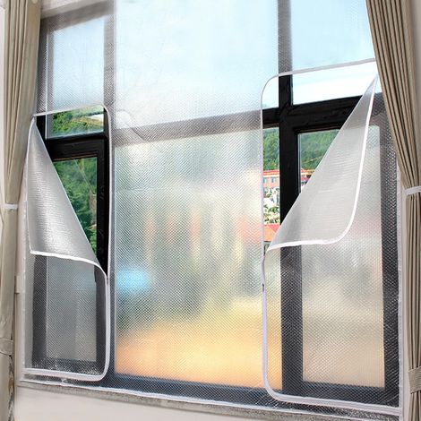 Kit d'isolation pour fenêtre, kit de film isolant autocollant, protection contre le froid et isolant thermique, film pour fenêtre avec protection de l'intimité (160 x 120 cm) (1/3)