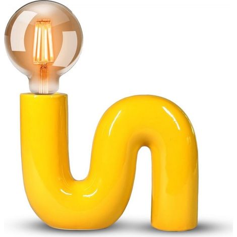 Lampe à poser E27 céramique jaune Hauteur 20cm Indice de protection IP20 Pour espaces intérieurs (1/3)