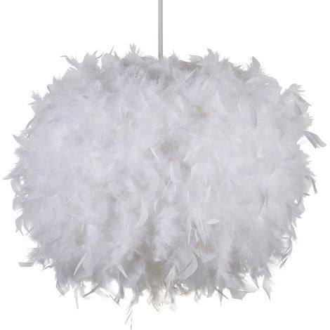 Litecraft Glow Light Shade 50cm Easy Fit Feather Ball Lampshade - White