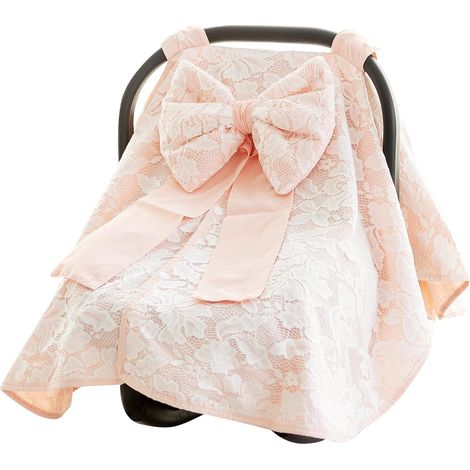 Babyschalenverdeck mit Schleife, für Jungen und Mädchen, Kinderwagen- und Bollerwagenabdeckung mit Schleife, Neugeborenen-Autositz- und Stillabdeckung