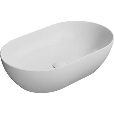 Vasque à poser PURA en céramique 60x37cm, blanc mat (1/2)
