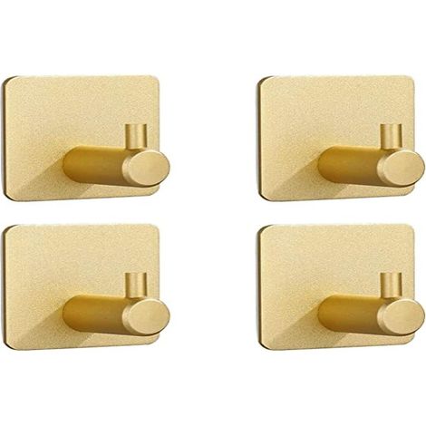 CCYKXA 4 Stück selbstklebende Wandhaken, ohne Bohren, Bilderaufhänger-Wandhaken, selbstklebender Wandhaken, Command 3M-Saugnapfhaken, für Handtuchhalter, Badezimmerhaken, Kleiderhaken (Gold) (1/5)