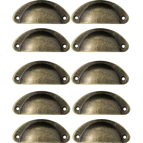Lot de 10 poignées de tiroir rétro en métal pour portes de placards de cuisine, avec boutons de meubles en laiton antique (1/5)
